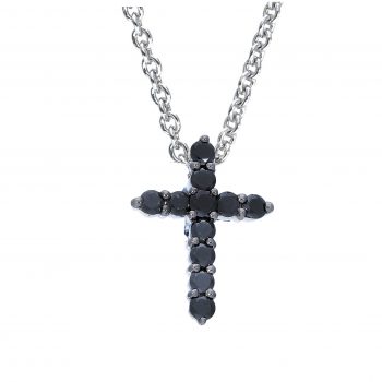 Colier Black Cross aur alb 18k