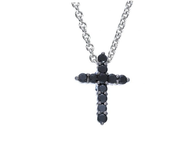 Colier Black Cross aur alb 18k