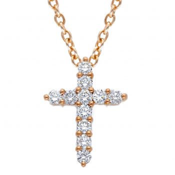 Colier Diamond Rose Cross aur Roz