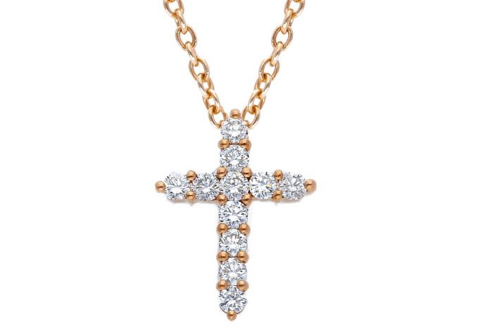 Colier Diamond Rose Cross aur Roz